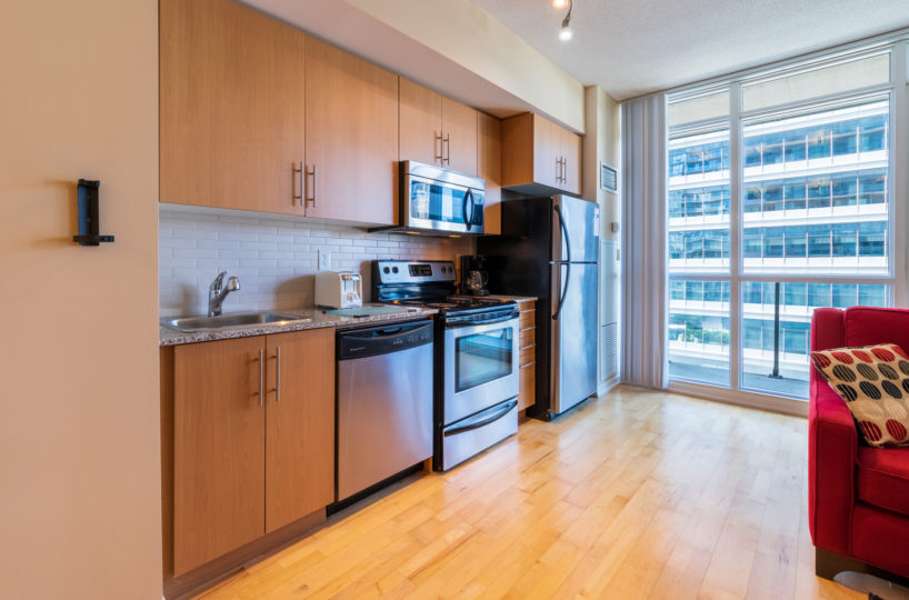 Suite for Rent at Maple Leaf Square Downtown Toronto, Kitchen Balcony