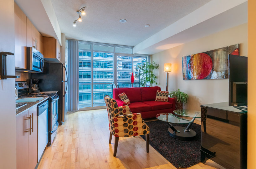 Suite for Rent at Maple Leaf Square Downtown Toronto, Living Room Balcony 1