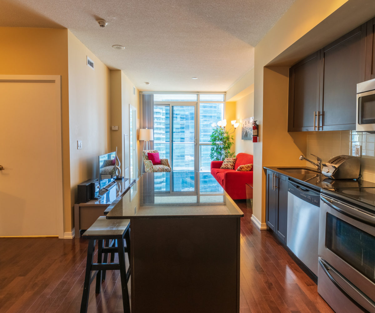 Rental at Maple Leaf Square Downtown Toronto Kitchen Den Living Room