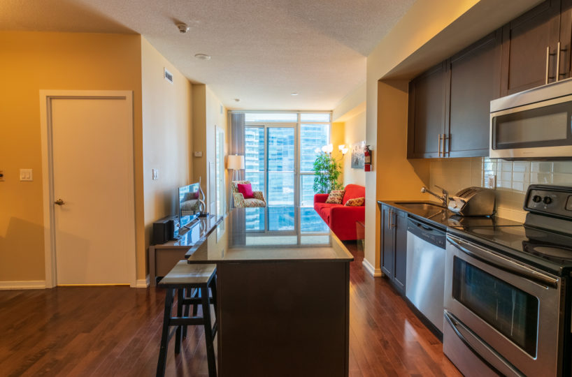 Rental at Maple Leaf Square Downtown Toronto Kitchen Den Living Room