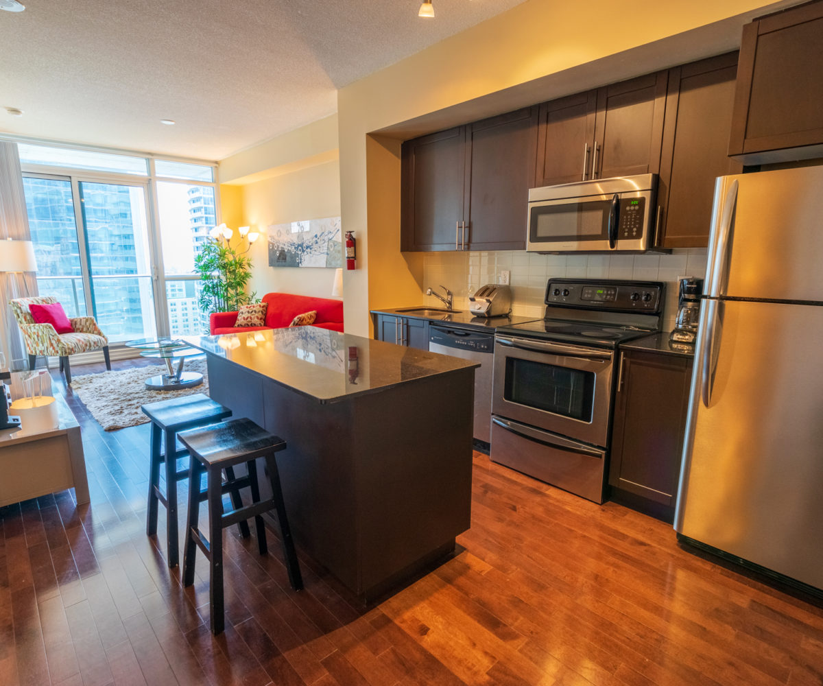 Rental at Maple Leaf Square Downtown Toronto Kitchen Den Living Room