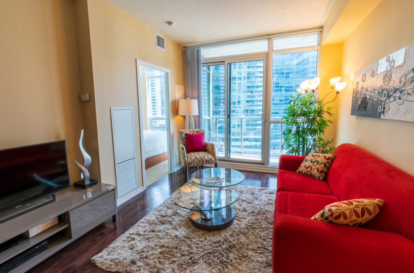 Rental at Maple Leaf Square Downtown Toronto Living Room