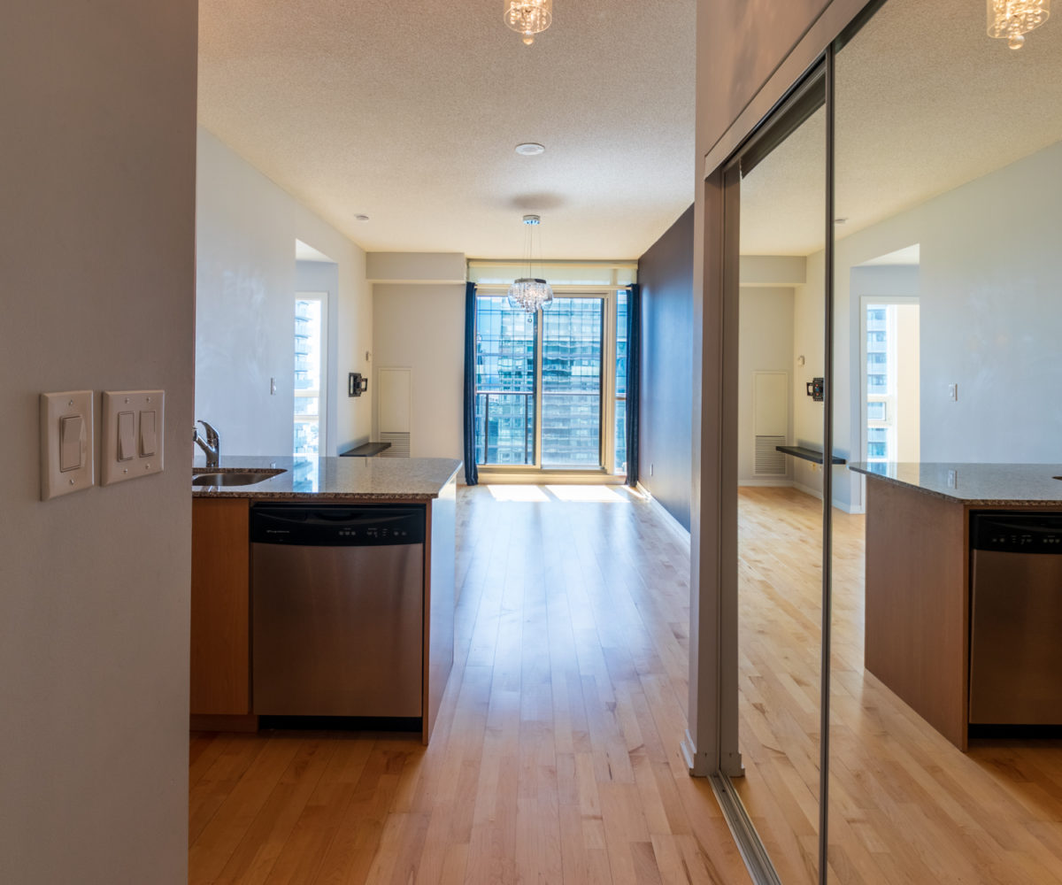 For Rent at Maple Leaf Square Entrance Kitchen Living Room
