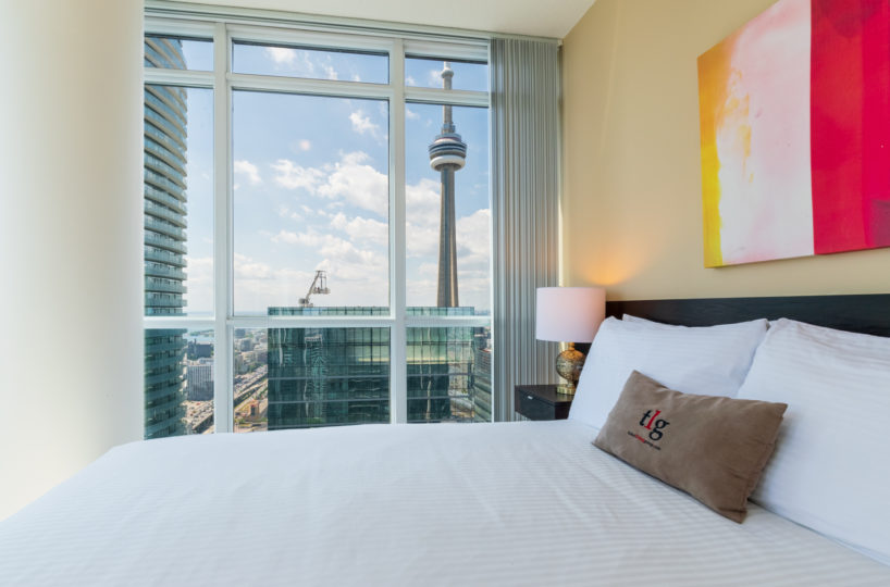 Rental at Maple Leaf Square Downtown Toronto Master Bedroom CN Tower