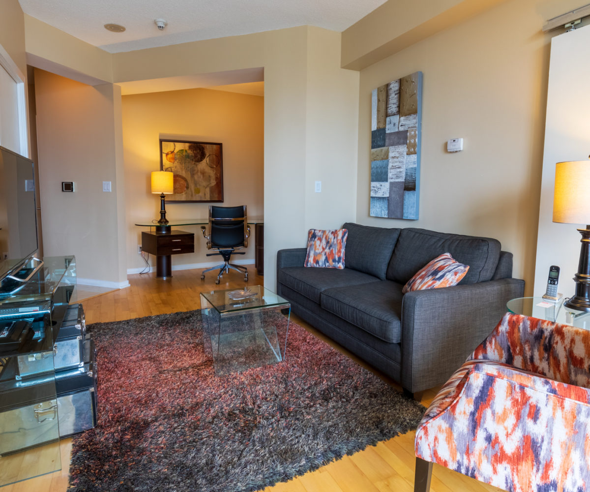 Suite for Rent at Maple Leaf Square Downtown Toronto, Den Living Room TV Sofa