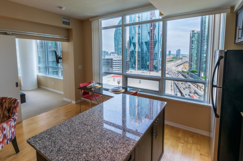Suite for Rent at Maple Leaf Square Downtown Toronto, Kitchen Bedroom Window