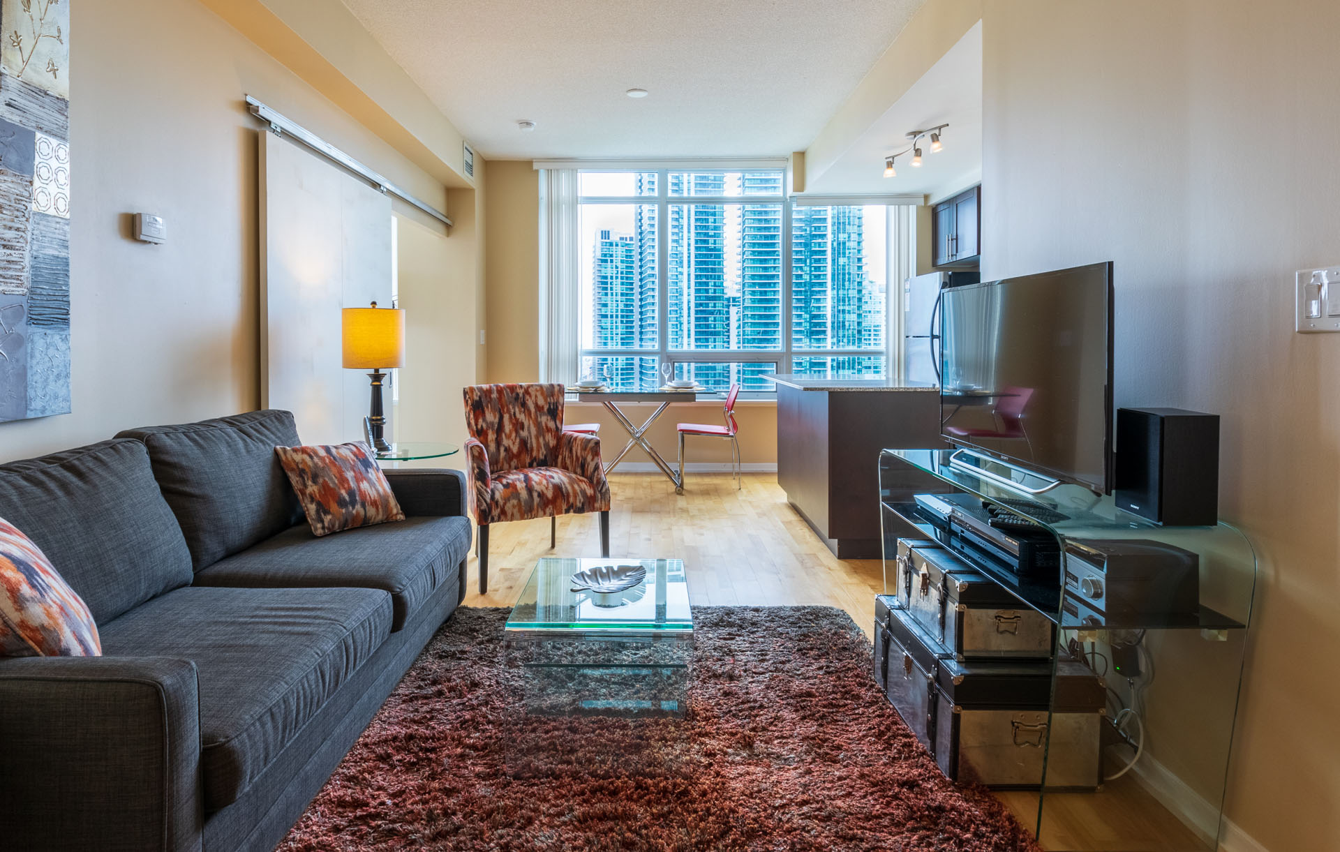 Suite for Rent at Maple Leaf Square Downtown Toronto, Living Room Sofa Window